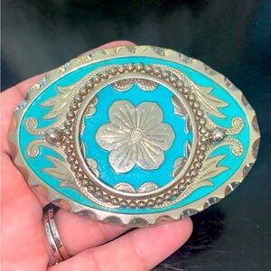 Silver/turquoise Colored Belt Buckle